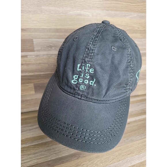 Life Is Good Distressed Gray Women's Adjustable Strap Back Dad‎ Hat Side Heart - Picture 2 of 8